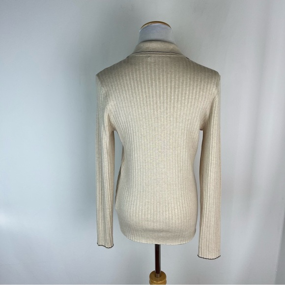 J. McLaughlin Lane Wool Collared Cardigan Sweater Cream Size M - Picture 4 of 6